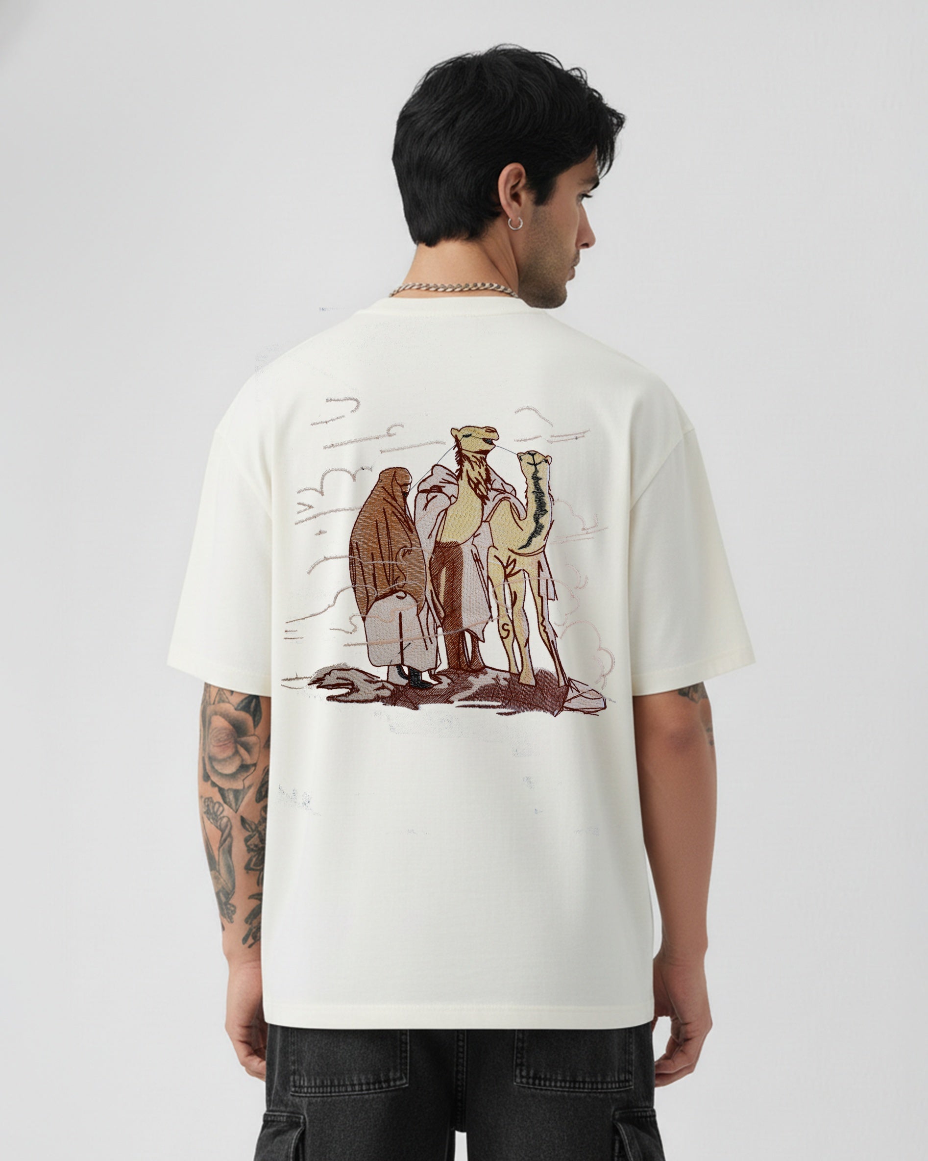 DESERT CAMEL EMBROIDERED OVERSIZED T-SHIRT