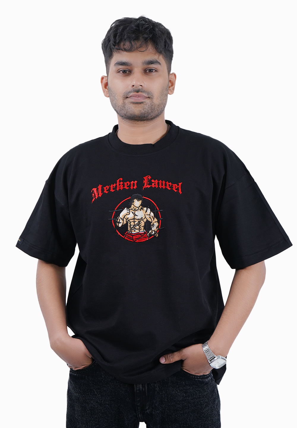 BAKI HANMA EMRBOIDERY T SHIRT