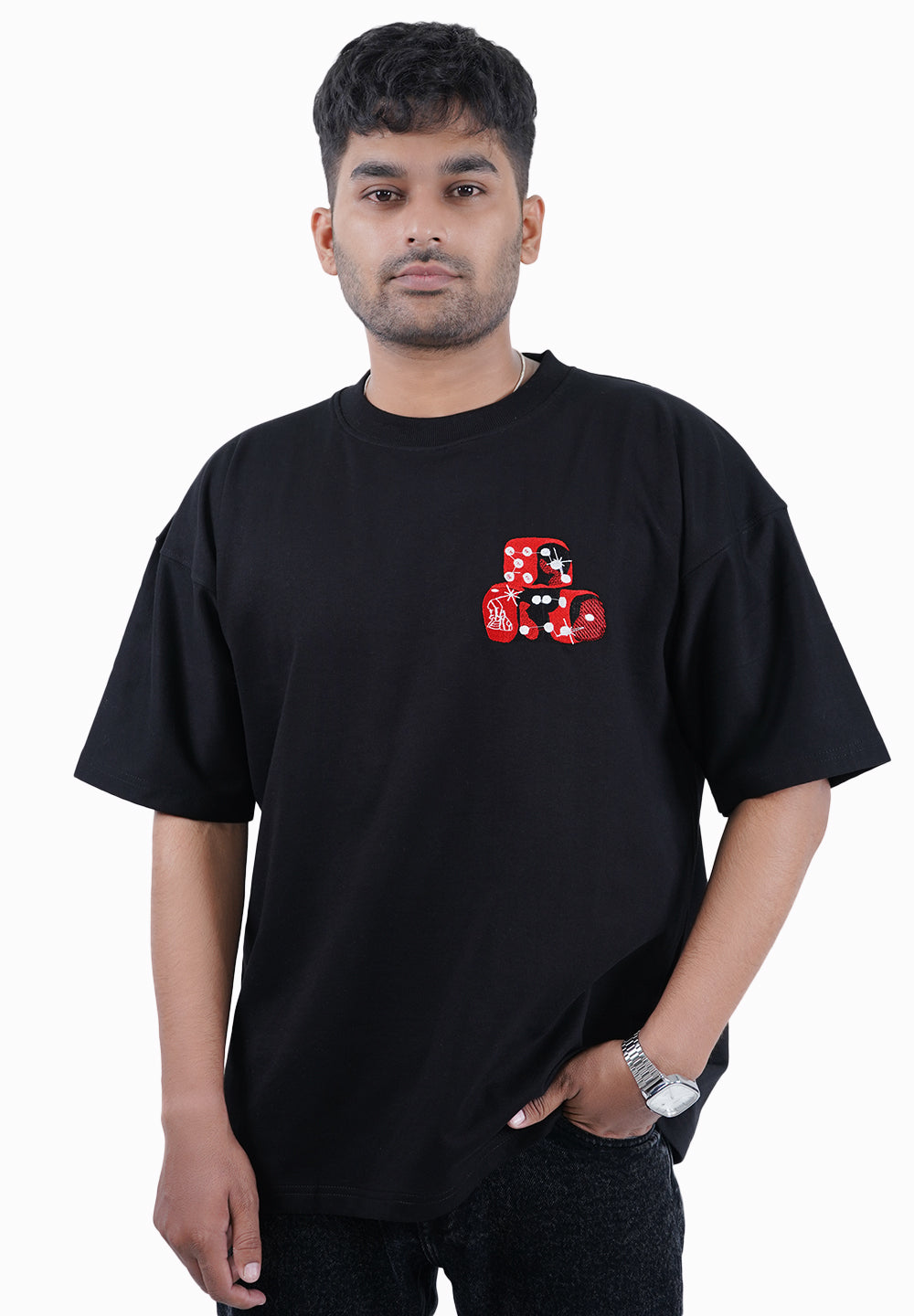 DICE APPLIQUE EMBROIDERY T SHIRT