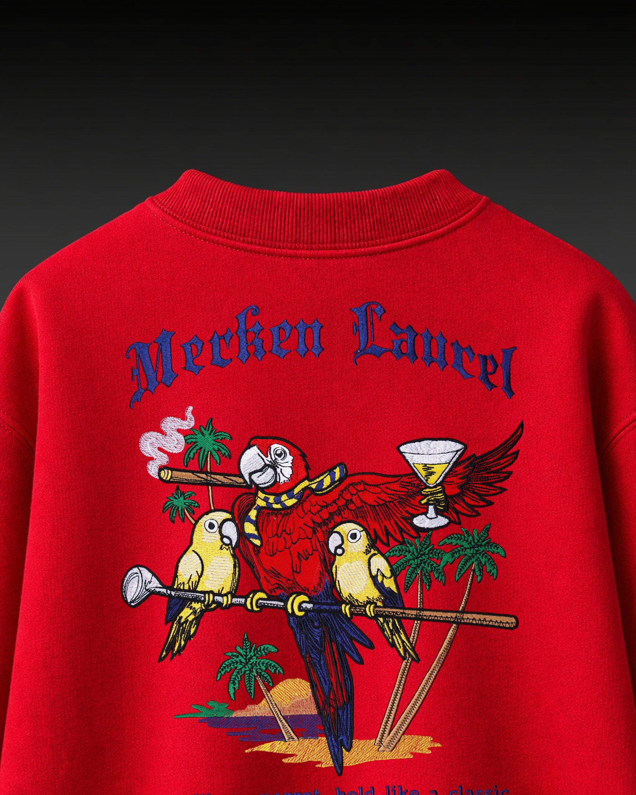 ISLAND PARROT EMBROIDERED OVERSIZED T-SHIRT