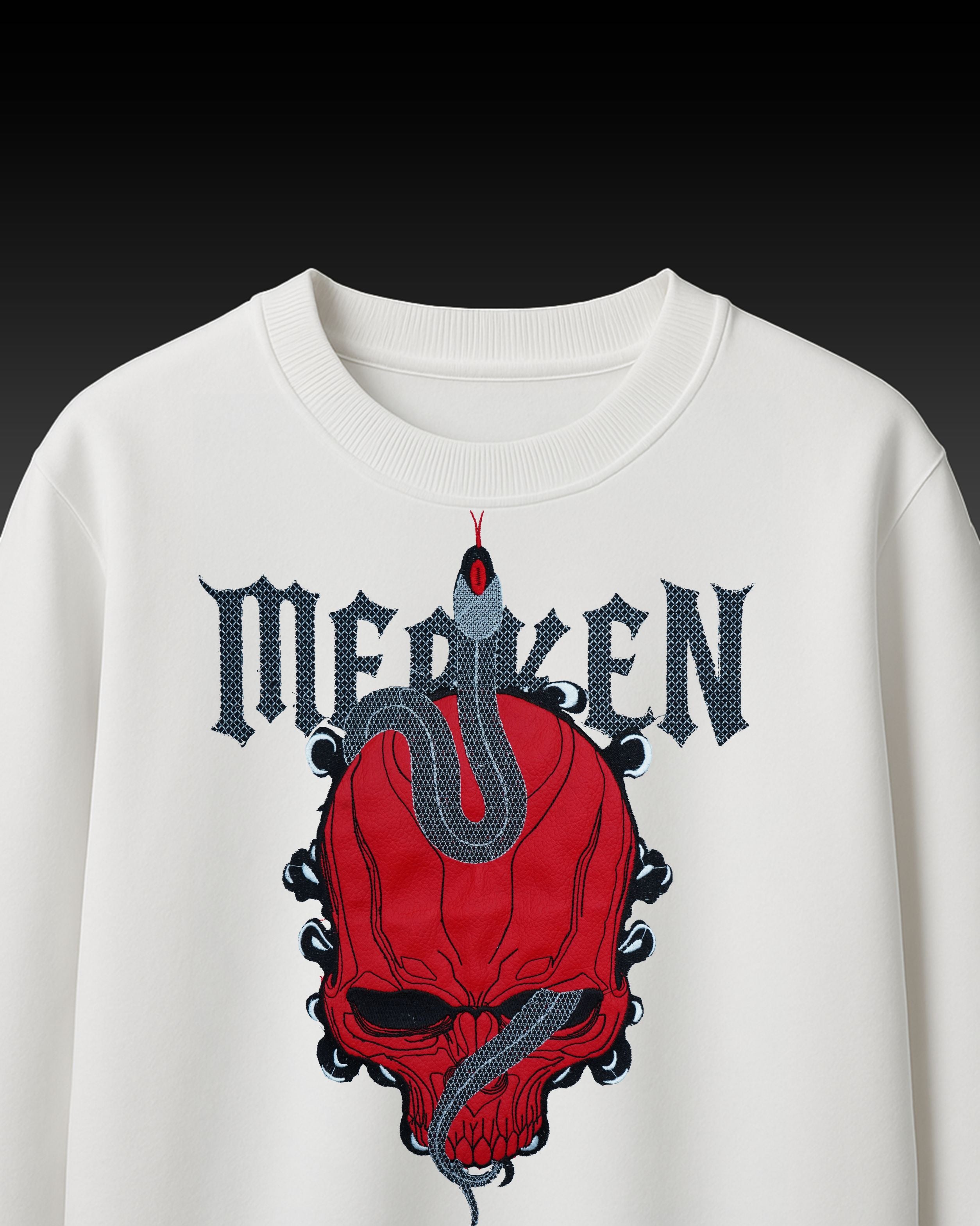 SKULL & SERPENT EMBROIDERY T-SHIRT