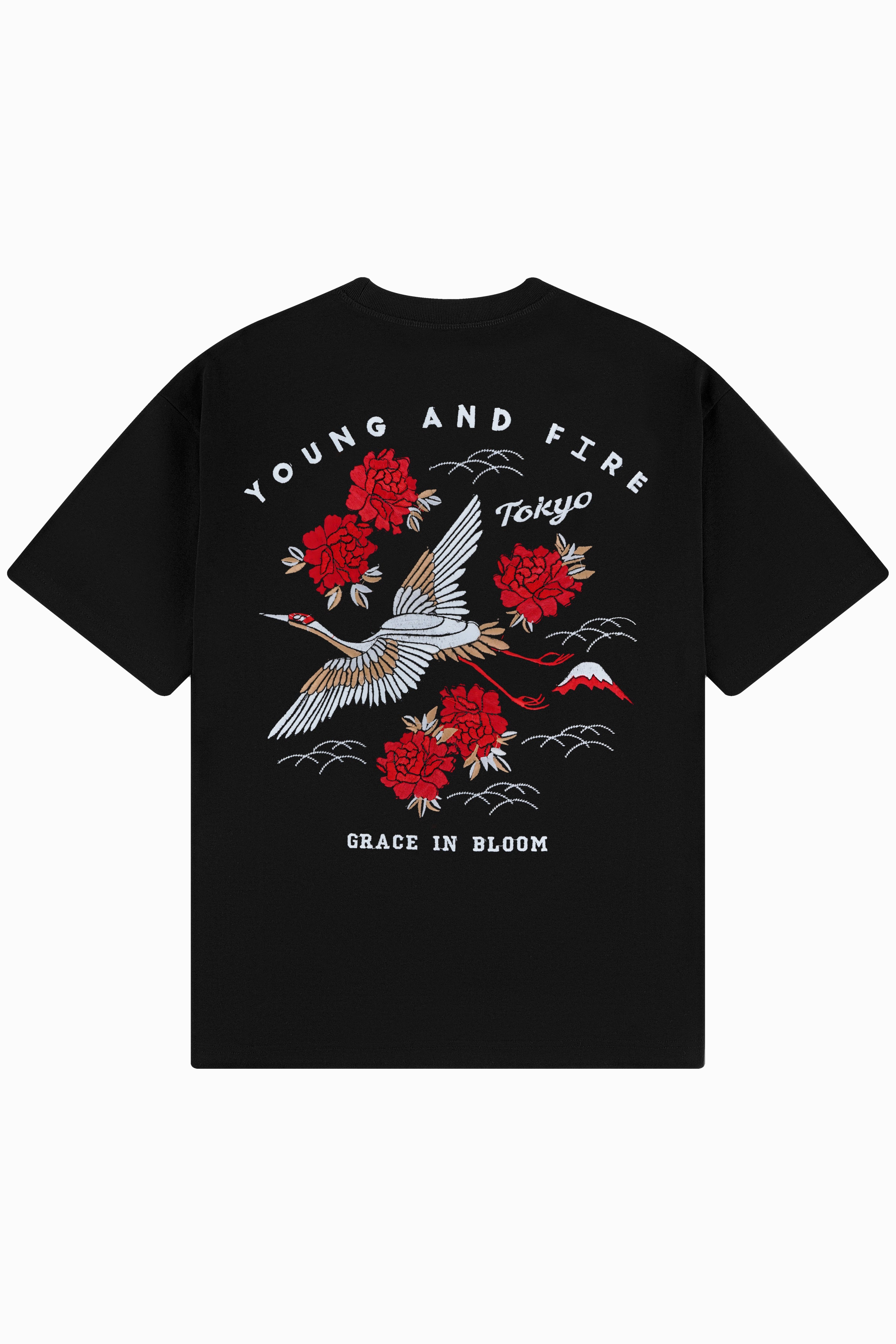 TOKYO SWAN EMBROIDERY OVERSIZED T SHIRT
