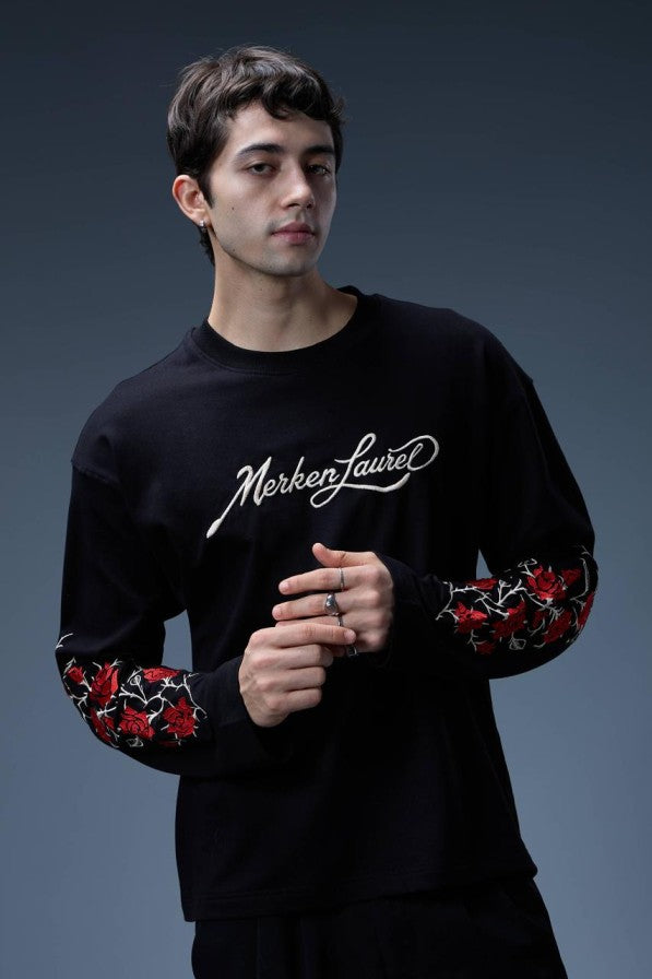 BLACKROSE EMBROIDERED LONG-SLEEVE T-SHIRT