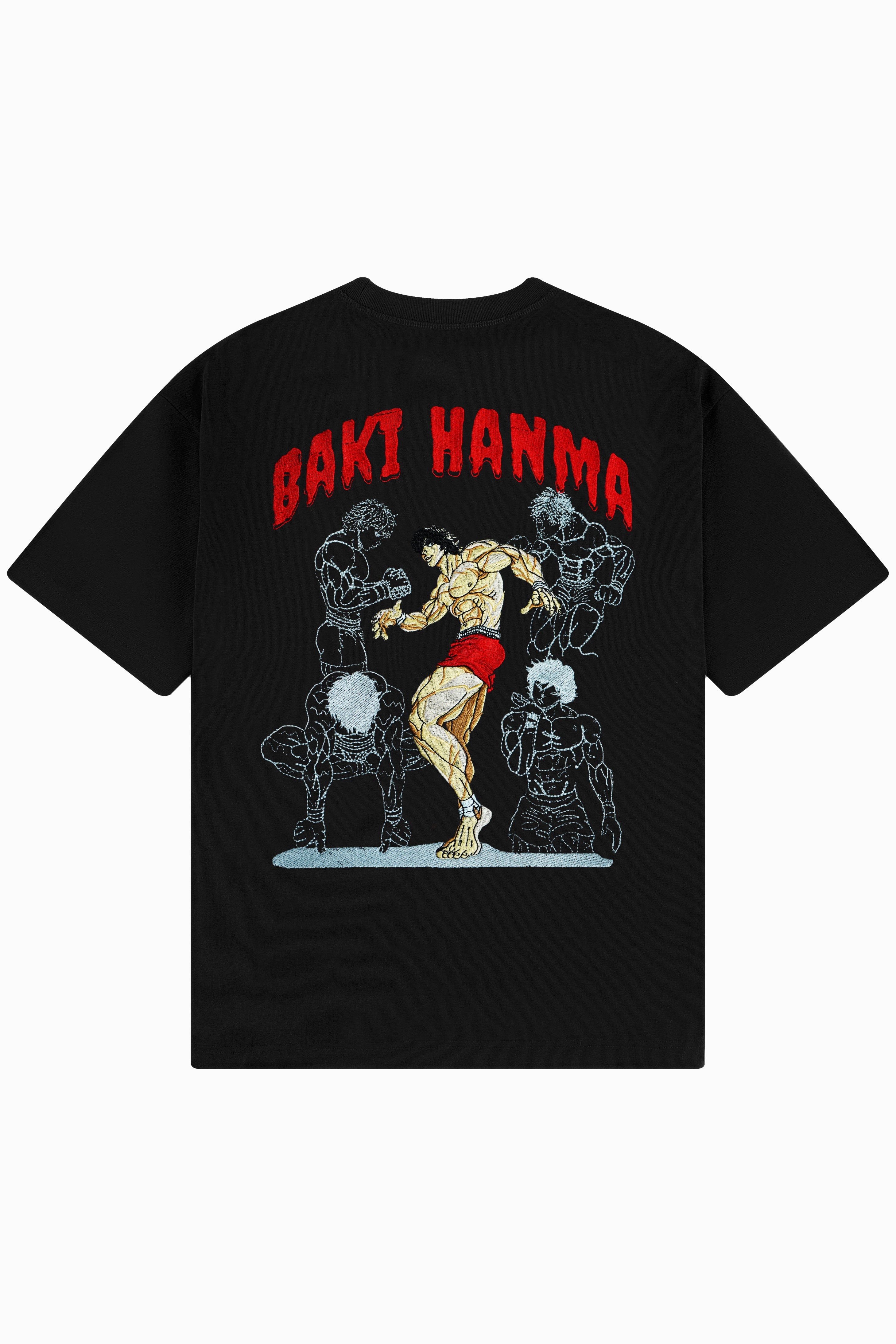 BAKI HANMA EMRBOIDERY OVERSIZED T SHIRT
