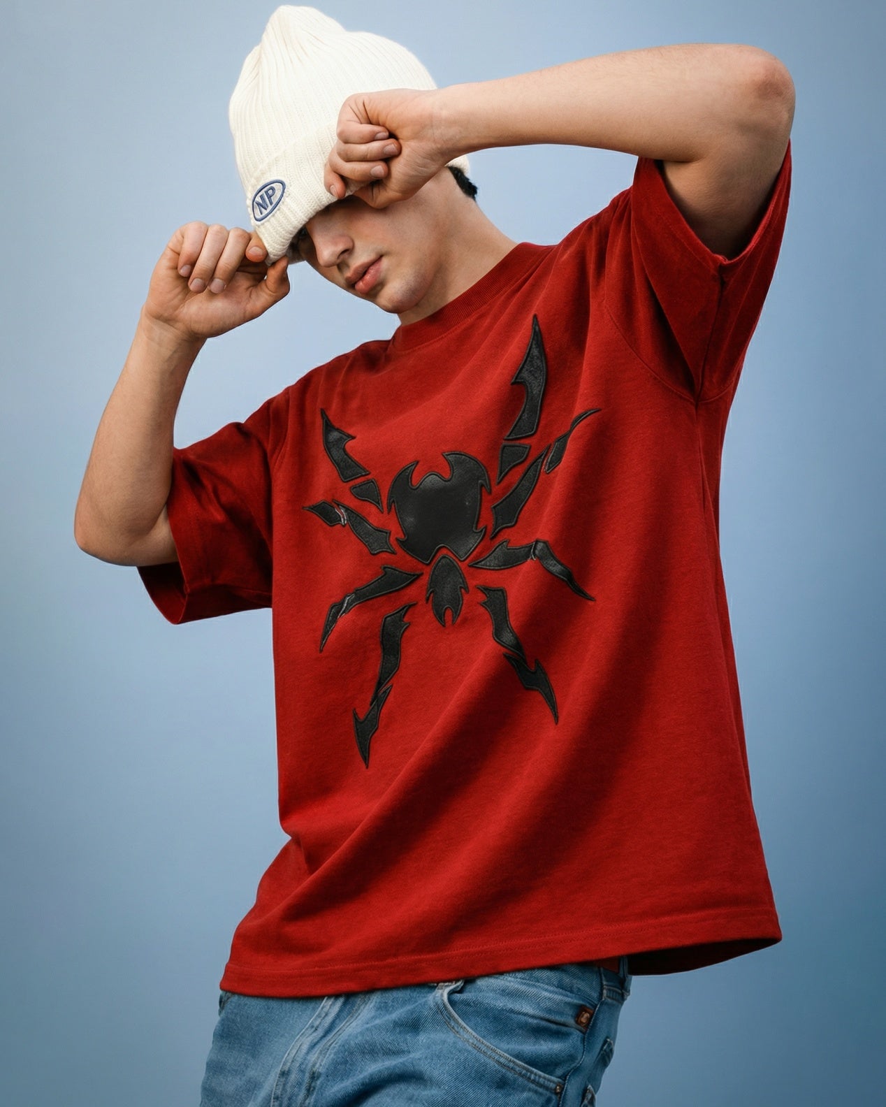 SPIDER APPLIQUE EMBROIDERED T-SHIRT
