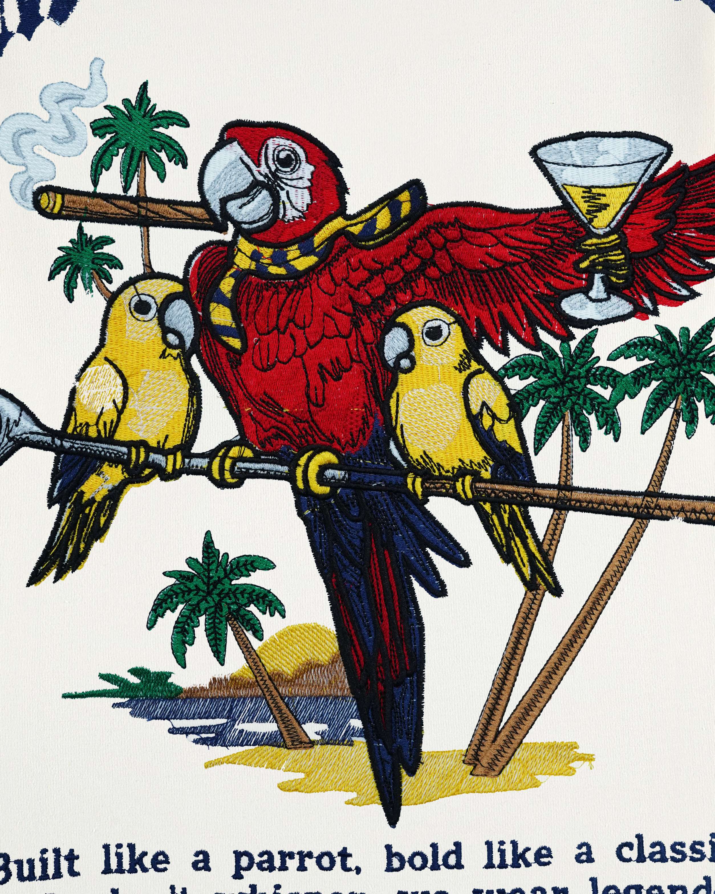 ISLAND PARROT EMBROIDERED OVERSIZED T-SHIRT