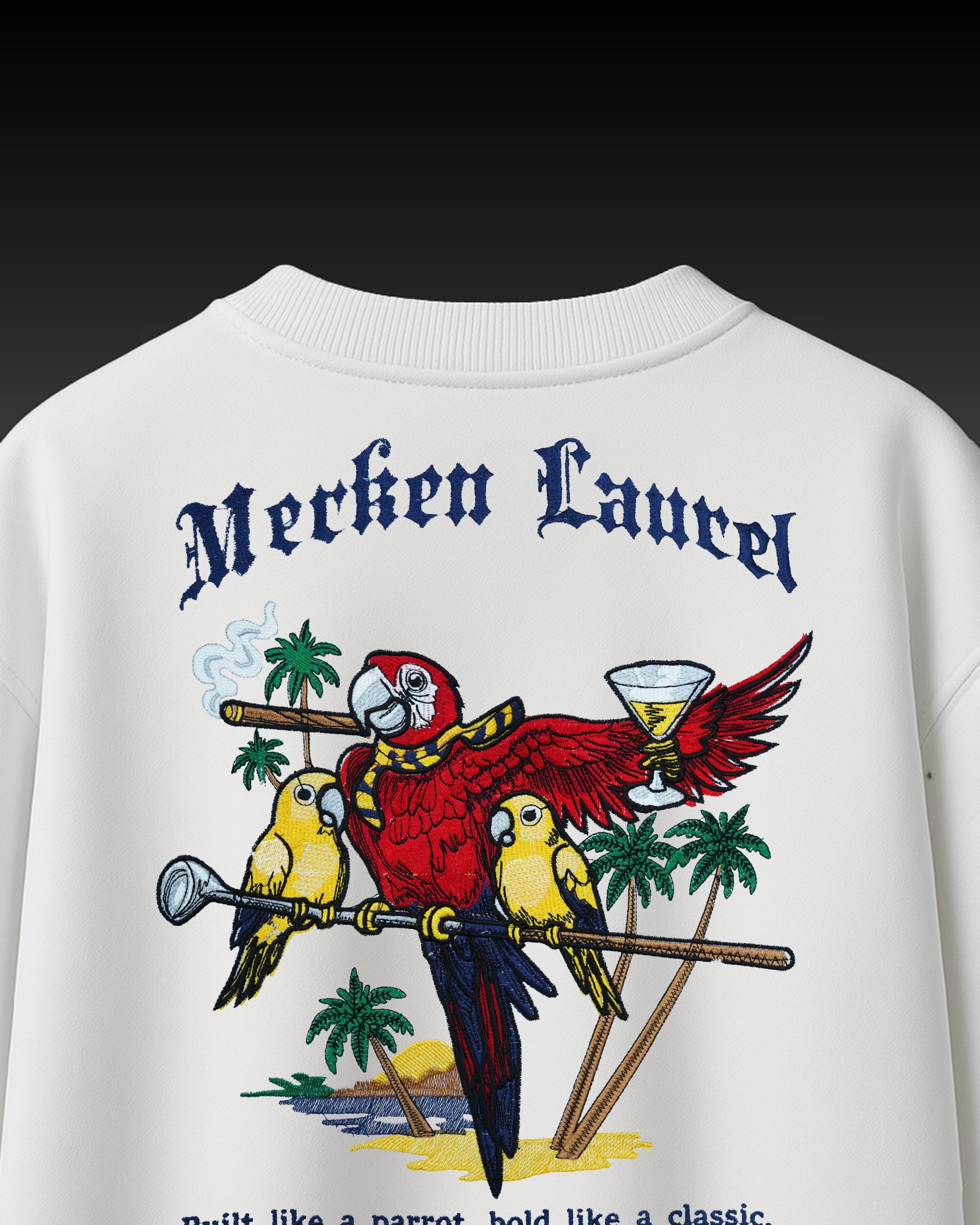 THE ISLAND PARROT EMBROIDERY T-SHIRT