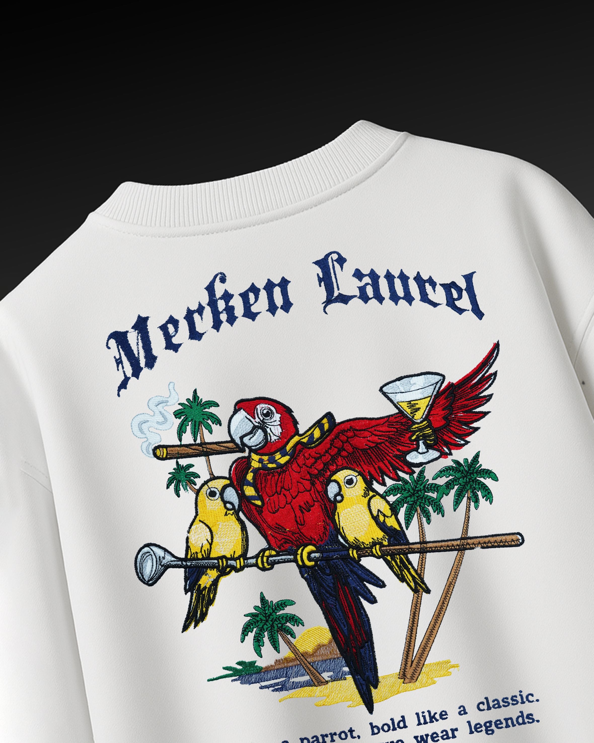 THE ISLAND PARROT EMBROIDERY T-SHIRT