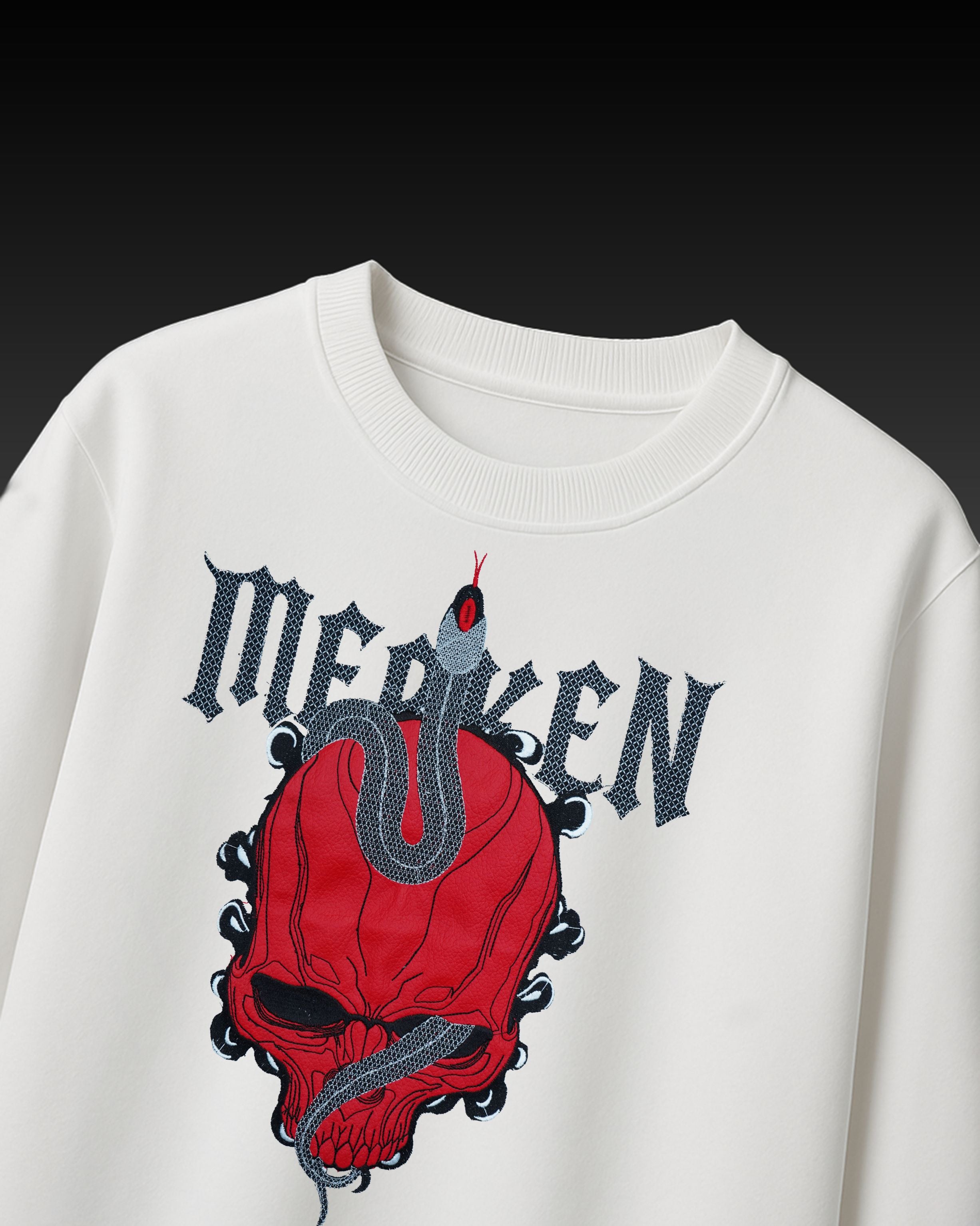 SKULL & SERPENT EMBROIDERED OVERSIZED T-SHIRT