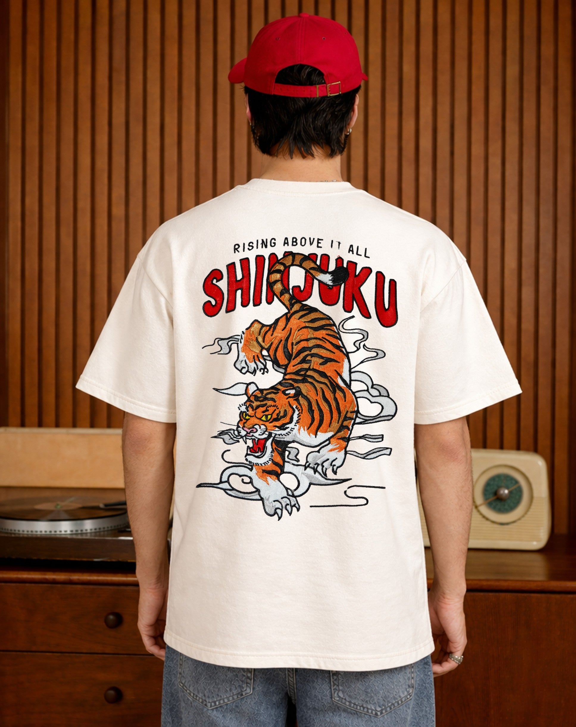 ASIAN TIGER EMBROIDERED OVERSIZED T-SHIRT