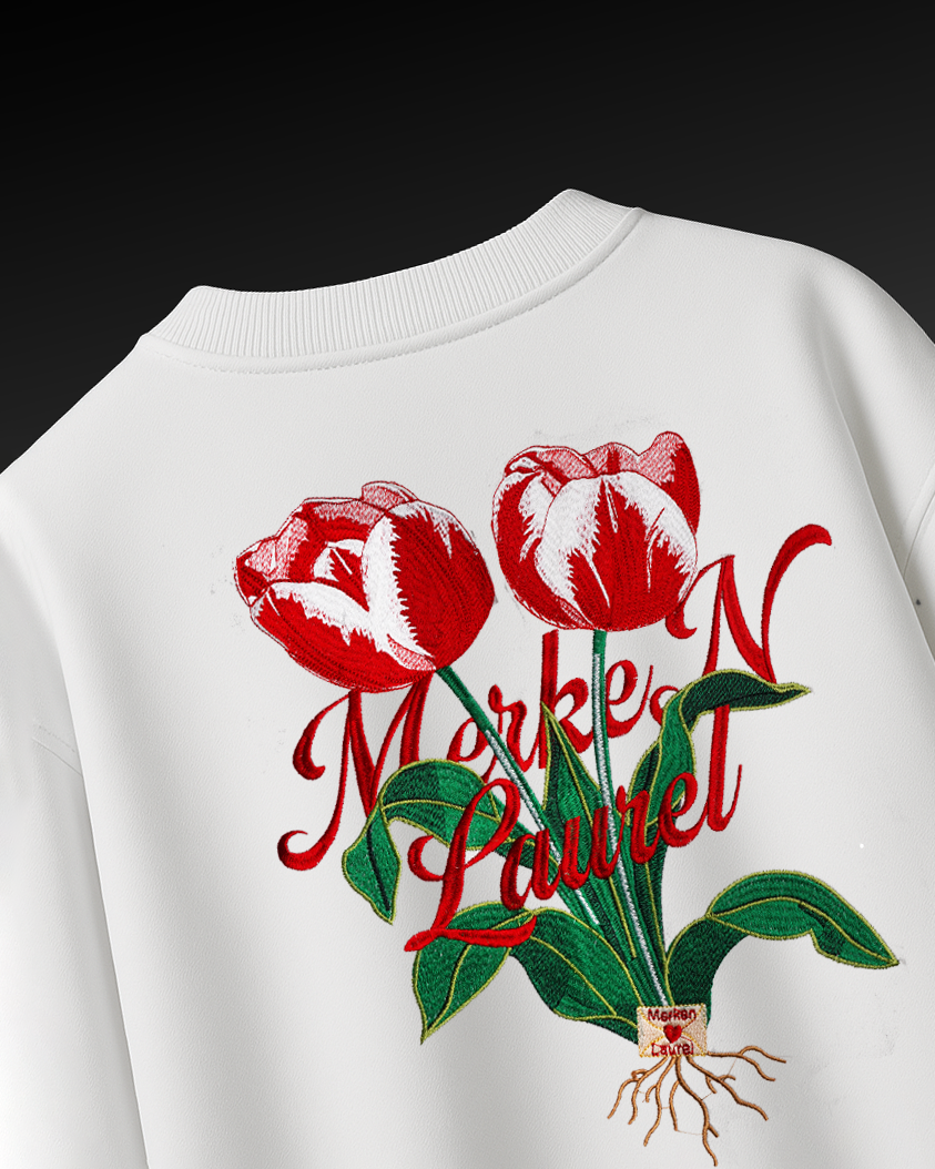 CLASSIC ROSE EMBROIDERED OVERSIZED T-SHIRT